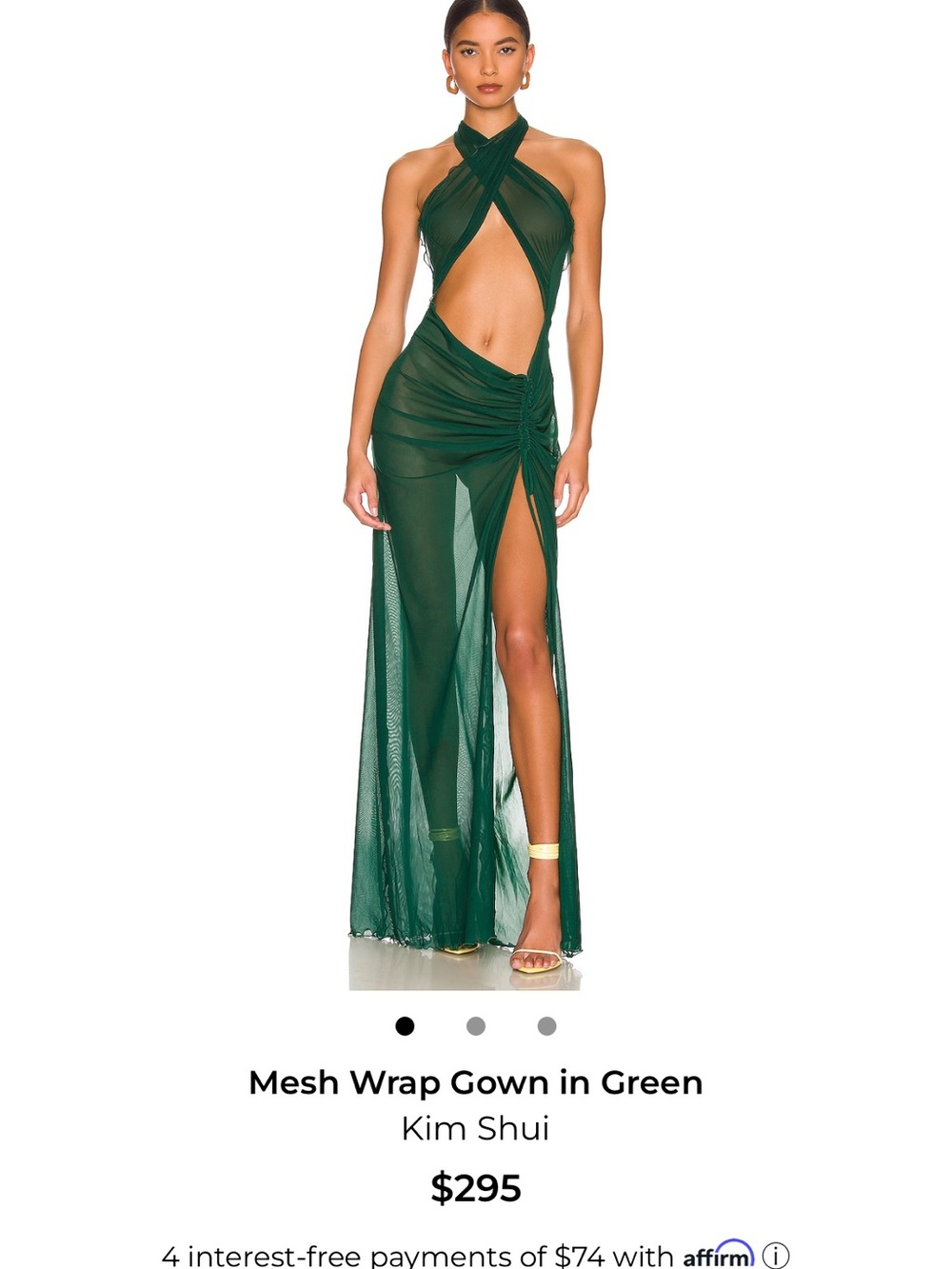Kim Shui Emerald High-Low Mesh Wrap Gown Dress